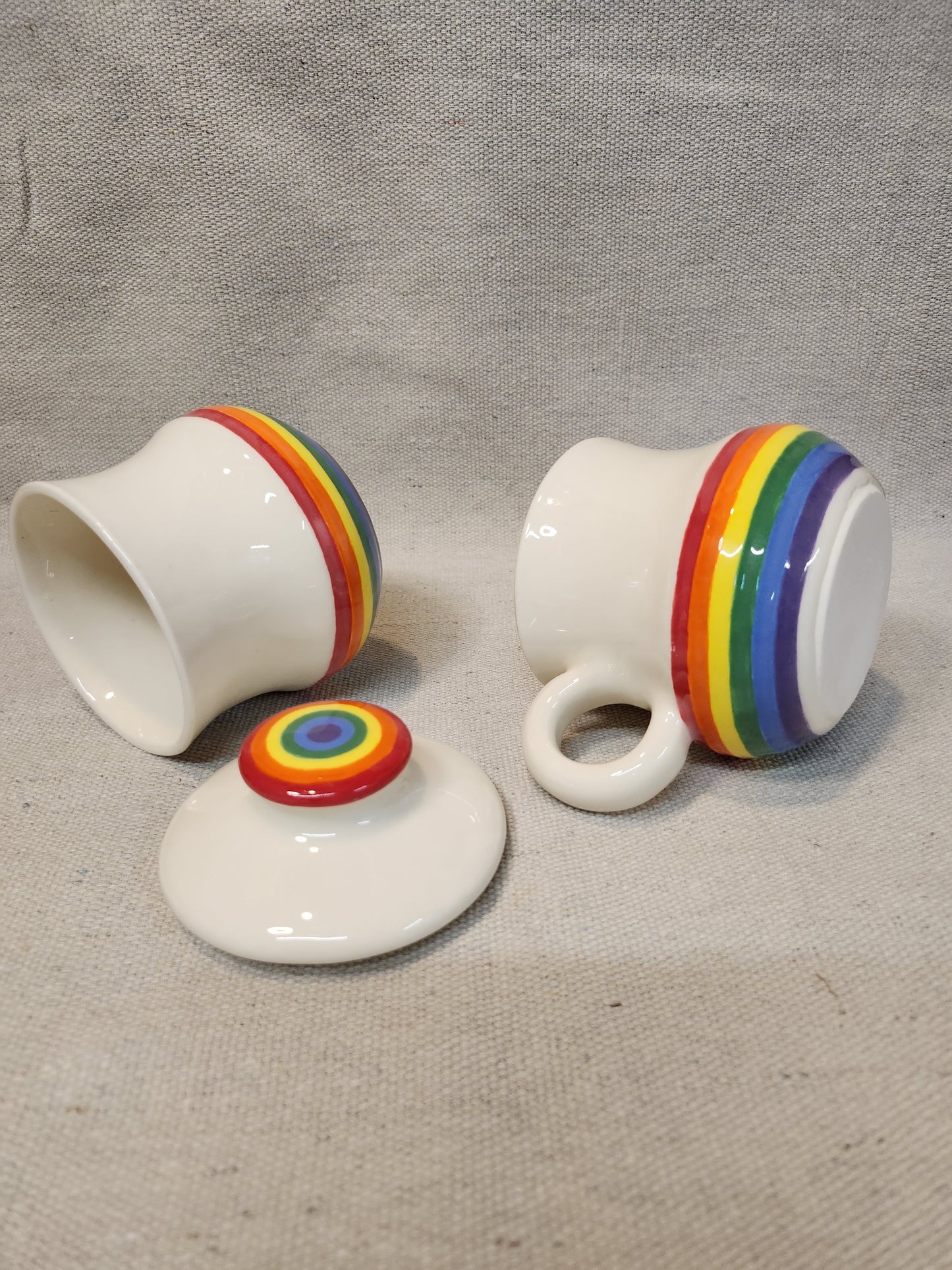 Rainbow Stripes Cream & Sugar