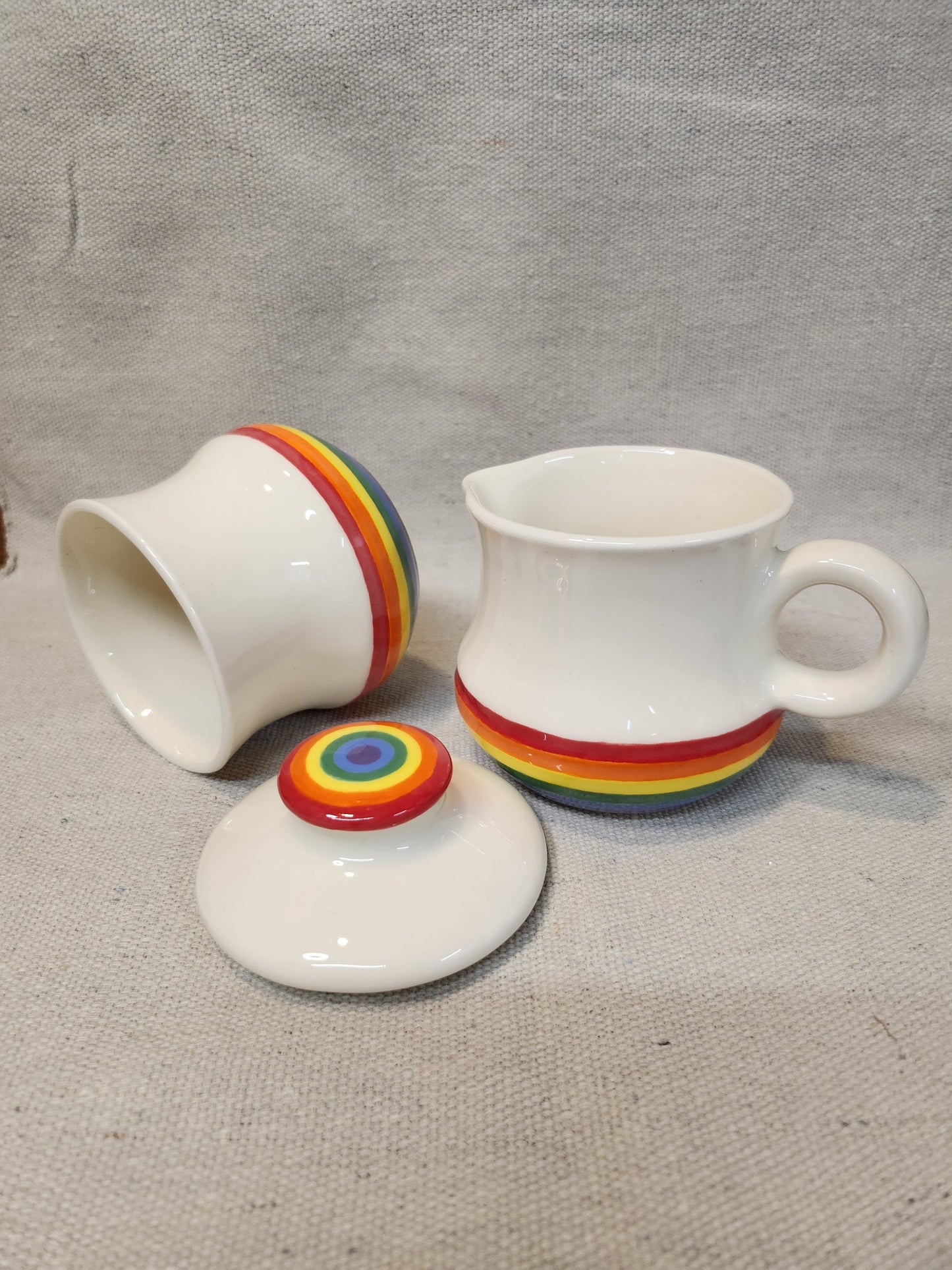 Rainbow Stripes Cream & Sugar